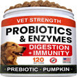 Vet Strength Dog Probiotics Treats - 1 Billion CFU + Digestive Enzymes + Prebiotics - Chewable Fiber Supplement W/ Pumpkin - Allergy, Diarrhea, Gas, Constipation, Upset Stomach Relief - Immunity