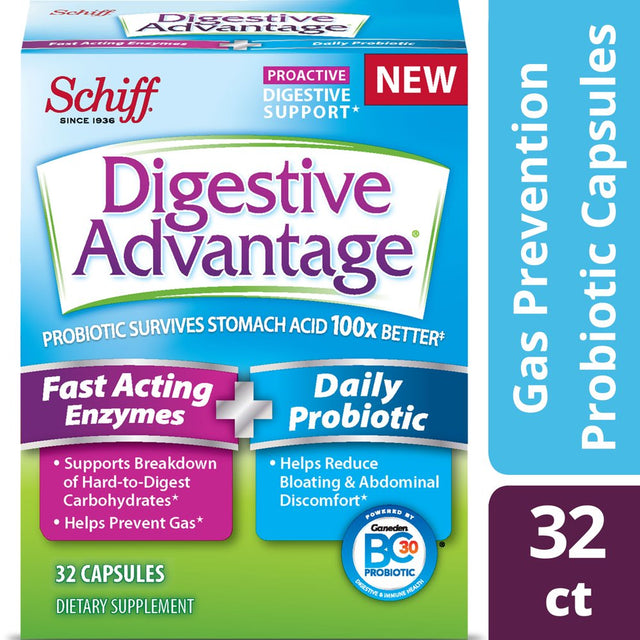 Digestive Advantage Fast Acting Enzymes plus Daily Probiotic - 32 Capsules