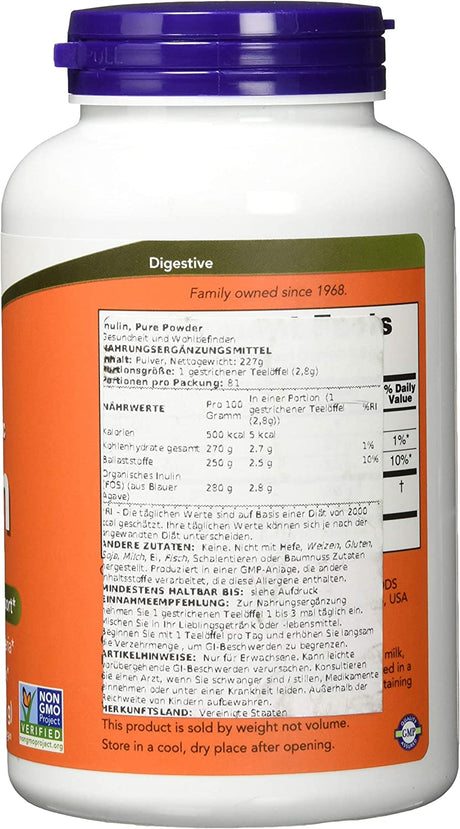 Now - Organic Inulin Powder 8 Oz