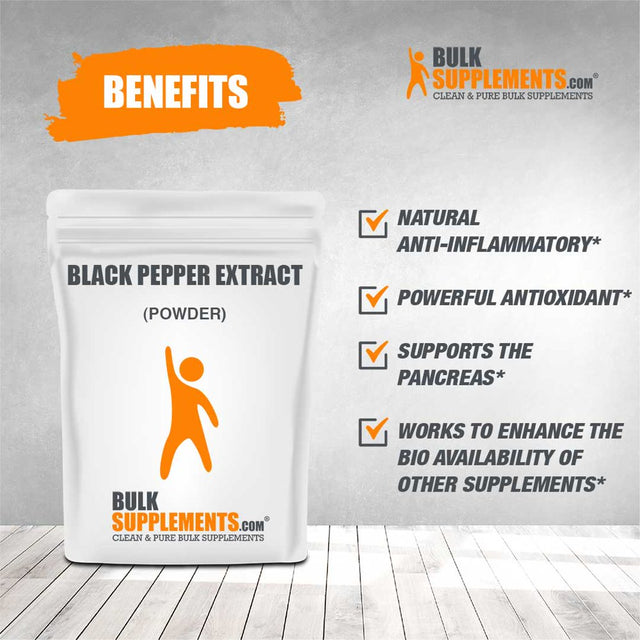 Bulksupplements.Com Black Pepper Extract (95% Piperine) - Herbal Supplement (1 Kilogram - 2.2 Lbs - 50000 Servings)