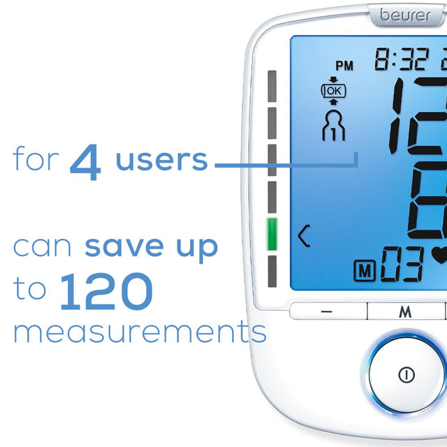 Beurer Upper Arm Blood Pressure Machine, Fully Automatic, Easy Readings with Illuminated XL Display, Accurate Measurement, BM47