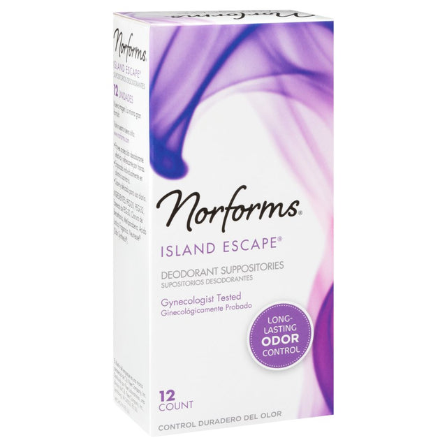 Norforms Feminine Deodorant Suppositories, Island Escape, 12 Ct