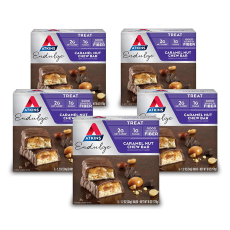 Atkins Endulge Treat Caramel Nut Chew Bar. Rich & Decadent Treat. Keto-Friendly. (5 Count (Pack of 5))