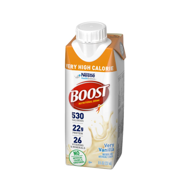 Boost Very High Calorie Nutritional Drink, Very Vanilla - No Artificial Colors or Sweeteners - 8 FL OZ (Pack of 27)