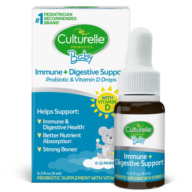 Culturelle Baby Immune & Digestive Support Probiotic + Vitamin D Drops for Babies (0-12 Months), Gluten Free, Non-Gmo, 9 Ml