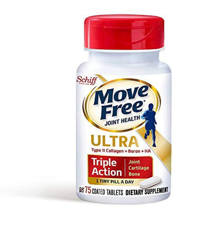 Move Free Type II Collagen, Boron & HA Ultra Triple Action Tablets, Move Free (75 Count in a Bottle) 1 Ea ( Pack of 2)