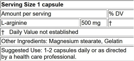 Lifelink L-Arginine | 500 Mg X 100 Capsules | Precursor to Nitric Oxide | Healthy Blood Flow, Heart Health | Gluten Free & Non-Gmo | Made in the USA