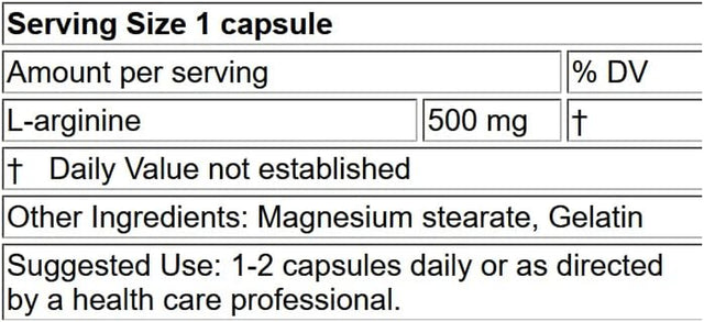 Lifelink L-Arginine | 500 Mg X 100 Capsules | Precursor to Nitric Oxide | Healthy Blood Flow, Heart Health | Gluten Free & Non-Gmo | Made in the USA