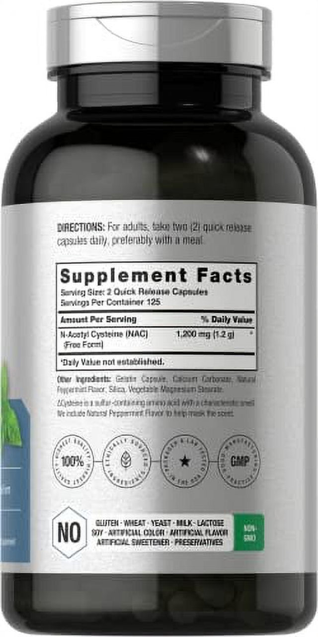 NAC Supplement | 1200 Mg 250 Caplets | N Acetyl Cysteine | with Natural Peppermint | Non-Gmo, Gluten Free | by Horbaach