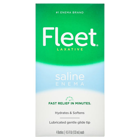 Fleet Laxative Saline Enema for Adult Constipation, 4.5 Fl Oz, 4 Bottles