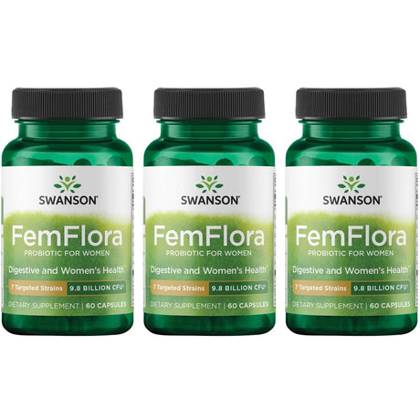 Swanson Femflora Probiotic for Women 9.8 Billion Cfu 60 Caps 3 Pack