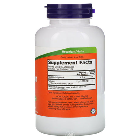 Now Foods Valerian Root, 250 Caps / 500 Mg, Pack of 2