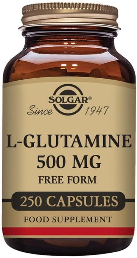 Solgar L-Glutamine 500 Mg, 250 Vegetable Capsules - Natural Muscle Food - Promotes Gastrointestinal (GI) Health - Supports Brain Health - Non-Gmo, Vegan, Gluten Free, Dairy Free