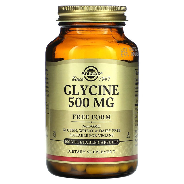 Glycine, 500 Mg, 100 Vegetable Capsules, Solgar