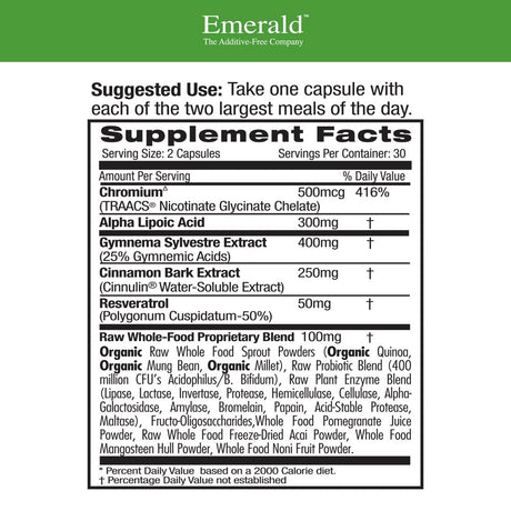 Emerald Labs Blood Sugar Health with Gymnema Sylvestre, Cinnamon Bark, and Alpha Lipoic Acid to Support Glucose and Carbohydrate Balance and Support Minimizing Sweet Cravings - 60 Vegetable Capsules