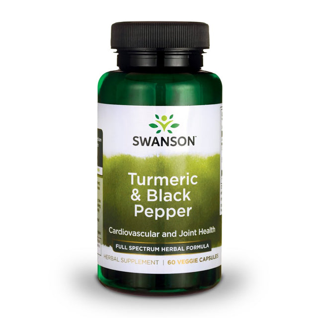 Swanson Turmeric and Black Pepper Vegetable Capsules, 600 Mg, 60 Count