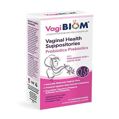 Biom Probiotics Fragrance Free Probiotic Vaginal Suppositories for Women, Ph Balance Suppositories for Vaginal Health , 15 Count