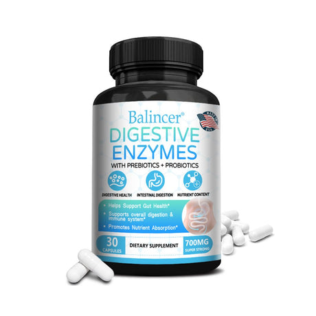 Balincer Digestive Enzyme Supplement - 700 Mg - Vegan Formula for Gut Health, Digestion and Immune Support