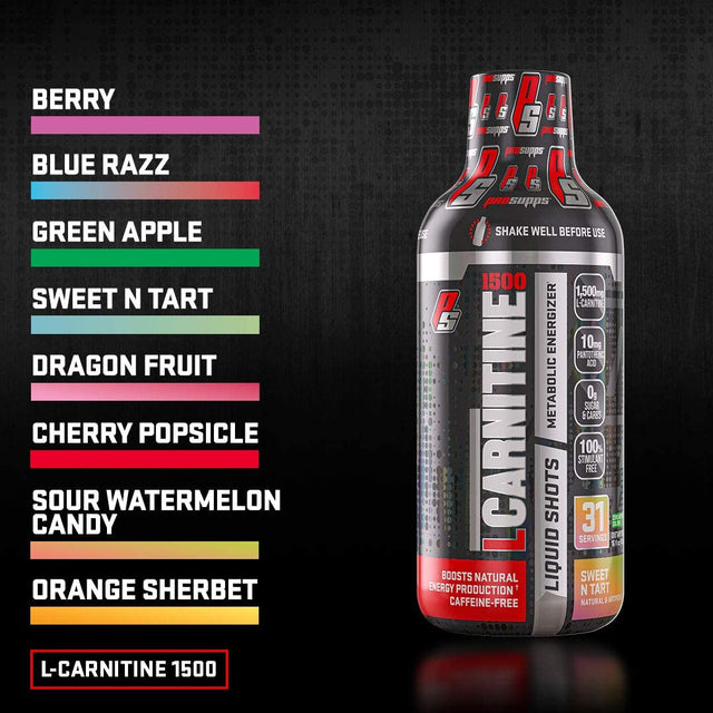 PROSUPPS L-Carnitine 1500 Stimulant Free Liquid Shots for Men and Women - Metabolic Energizer Workout Drink for Performance and Muscle Recovery (31 Servings, Berry)