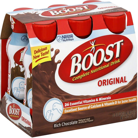 BOOST Nutritional Energy Drinks, Chocolate 8 Oz, 6 Ea (Pack of 3)