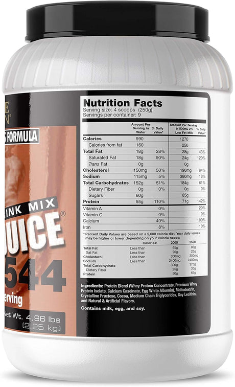 Ultimate Nutrition Muscle Juice 2544 Whey Protein Isolate- Muscle Builder-High Calorie-Weight Gain Drink Mix- 55 Grams of Protein per Serving, Chocolate, 4.96 Pounds