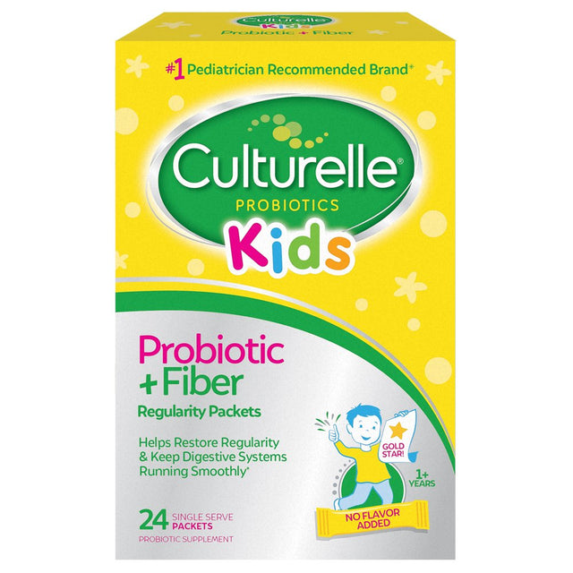 Culturelle Kids Probiotic and Fiber Packets, Digestive Health and Immune Support for Kids 3+ Months, 24 Count