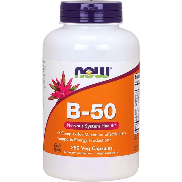 NOW Supplements, Vitamin B-50 Mg, Energy Production*, Nervous System Health*, 250 Veg Capsules