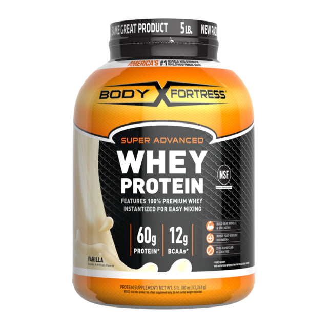 Body Fortress Super Advanced Whey Protein Powder, Vanilla Flavored, 5 Lb