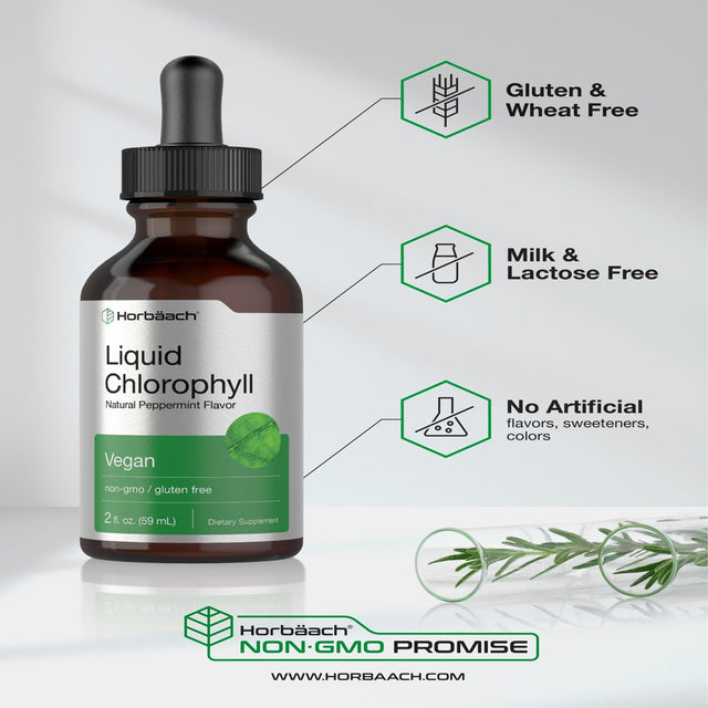 Liquid Chlorophyll | 2 Oz | Natural Peppermint Flavor | by Horbaach