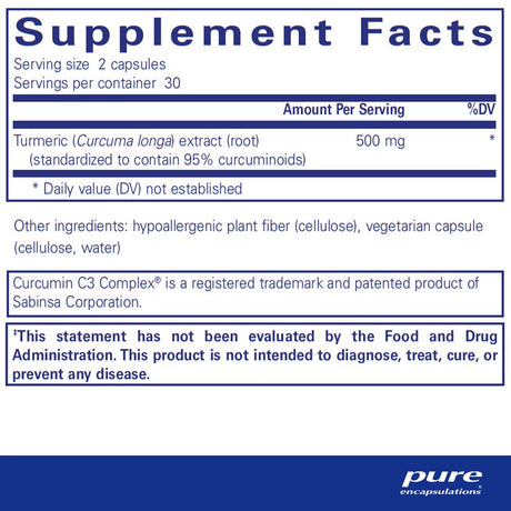 Pure Encapsulations Curcumin | Curcumin C3 Complex to Support Joints, Tissue, Liver, Colon, Brain, and Cellular Health* | 60 Capsules