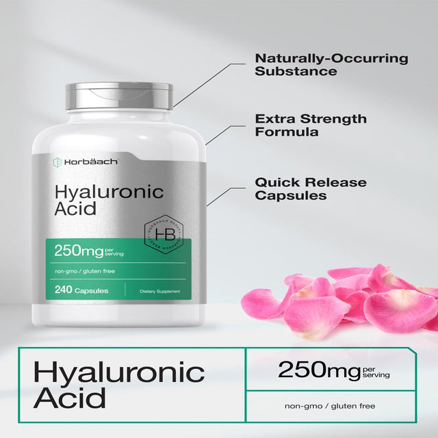 Hyaluronic Acid Capsules | 250 Mg | 240 Count | by Horbaach