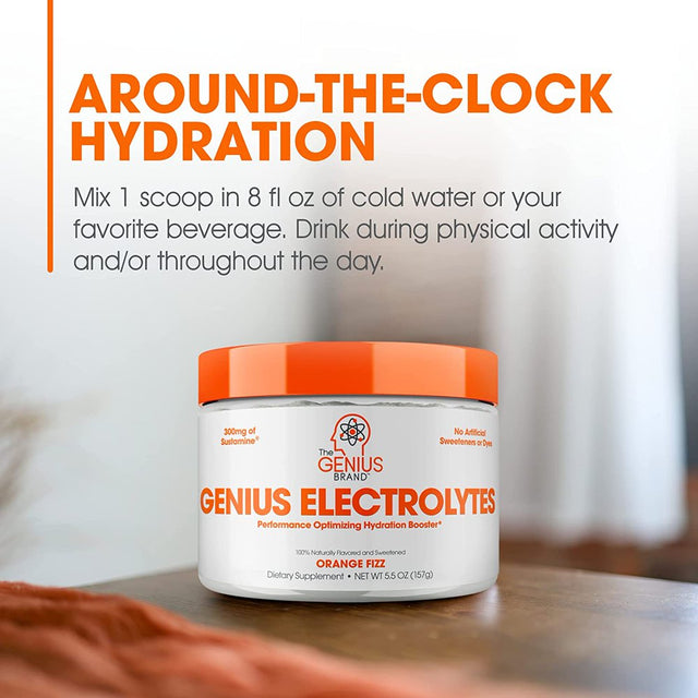 Natural Hydration Booster Endurance Supplement - Performance Enhancing Drink Mix, Orange Fizz, Genius Electrolytes by the Grenius Brand