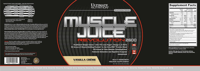 Ultimate Nutrition Muscle Juice Revolution 2600 Weight Gainer, Muscle Recovery with Glutamine, Micellar Casein, Time Release Complex Carbohydrates, Vanilla Protein Powder, 4.69 Pounds