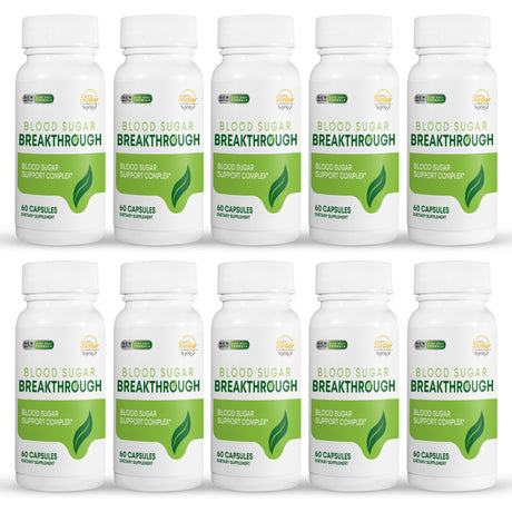 10 Pack Blood Sugar Breakthrough, Blood Sugar Support-60 Capsules X10