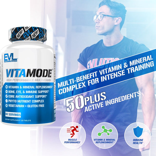 High Performance Multivitamins for Men for Immune Defense, Energy & Brain Health - Evlution Nutrition Vitamode Men'S Multivitamin 60Ct Tablets