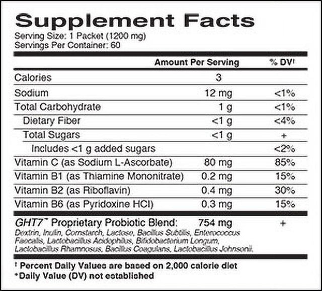 Global Health Trax Lemon Sevenlac Probiotic Supports Healthy Intestinal Flora & Digestion Dietary Supplement 2.54 Oz