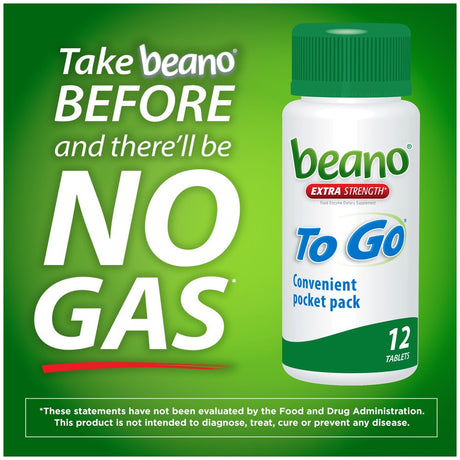 Beano to Go, Gas Prevention and Digestive Enzyme Supplement, 12 Count