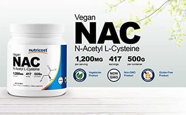 Nutricost N-Acetyl Cysteine (NAC) Powder 500 Grams - Vegan NAC, Non-Gmo, Gluten Free