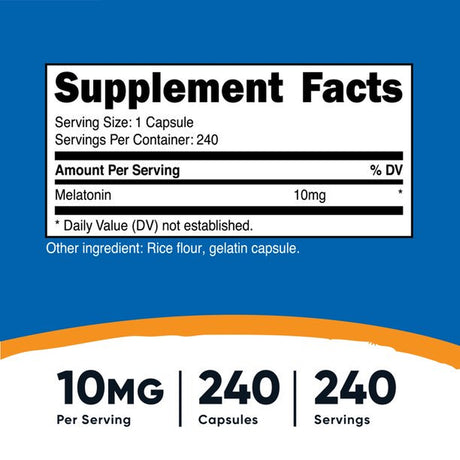 Nutricost Melatonin 10Mg, 240 Capsules, Non-Gmo Supplement