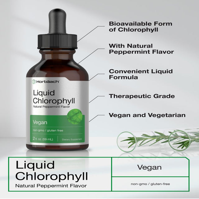 Liquid Chlorophyll | 2 Oz | Natural Peppermint Flavor | by Horbaach