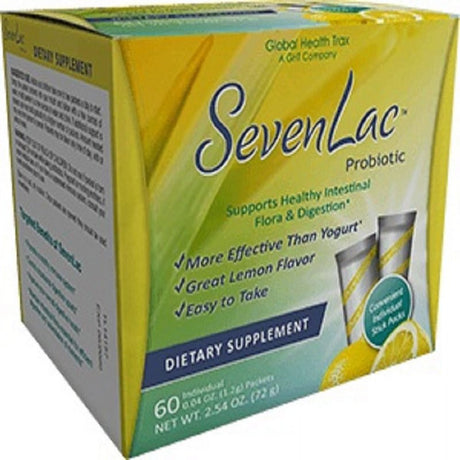 Global Health Trax Lemon Sevenlac Probiotic Supports Healthy Intestinal Flora & Digestion Dietary Supplement 2.54 Oz