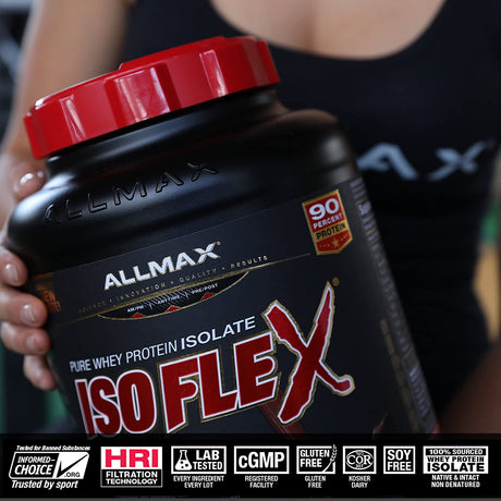 ALLMAX ISOFLEX Whey Protein Isolate, Vanilla - 2 Lb - 27 Grams of Protein per Scoop - Zero Fat & Sugar - 99% Lactose Free - Gluten Free & Soy Free - Approx. 30 Servings