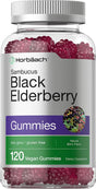 Black Elderberry with Zinc & Vitamin C | 120 Vegan Gummies | Natural Berry Flavor | by Horbaach