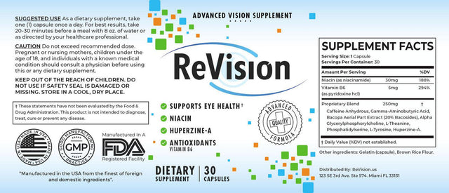 (1 Pack) Revision - New Advanced Revolutionary Eye Health Formula - Supports Healthy Vision - Supplement for Eyes Sight - 60 Capsules