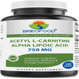 Brieofood Acetyl L-Carnitine Alpha Lipoic Acid ( ALA ALC) 750 Mg 120 Capsules