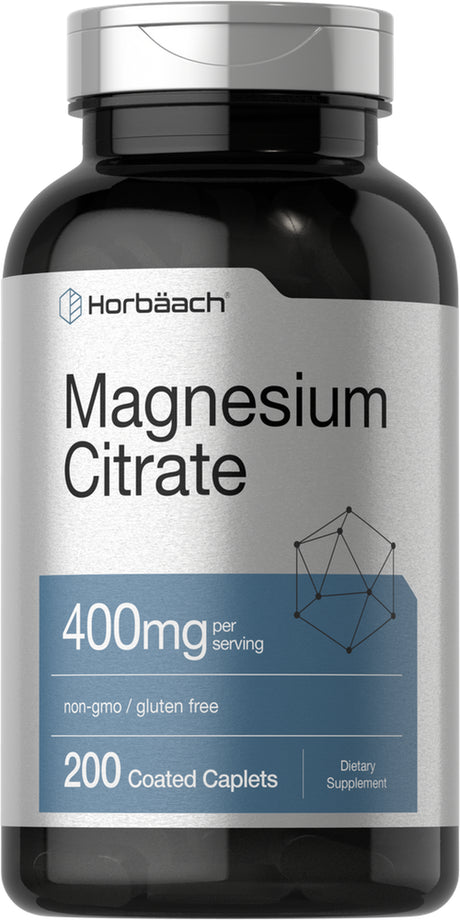 Magnesium Citrate | 400Mg | 200 Caplets | Vegetarian Formula | by Horbaach