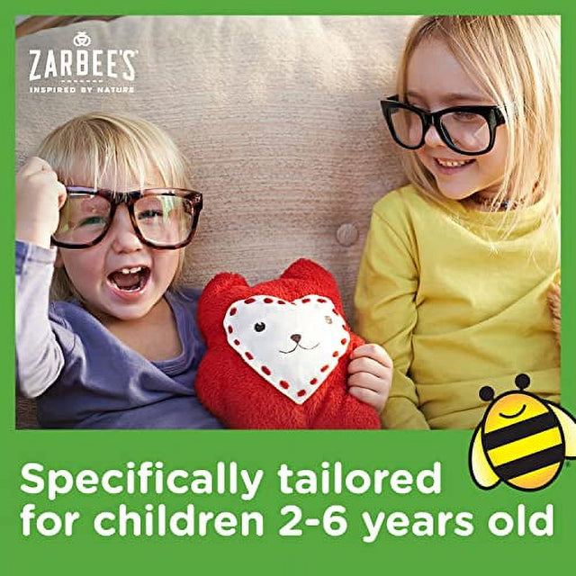 Zarbeeâ€™S Kids Cough + Mucus Daytime for Children 2-6 with Dark Honey, Ivy Leaf, Zinc & Elderberry, 1 Pediatrician Recommended, Drug & Alcohol-Free, Mixed Berry Flavor, 4FL Oz