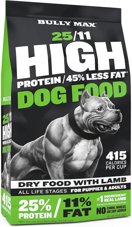 25/11 High Protein & Low Fat Dog Food | Chicken-Free Lamb Flavor | Large Kibble Size | All Life Stages Including Large Breeds | 15 Lbs.