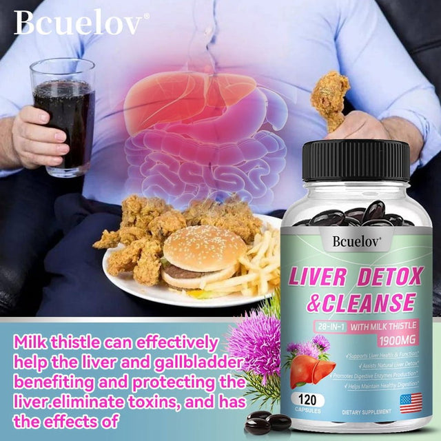 Bcuelov 28+ Herbs - Premium Liver Health Formula - Liver Support Detox Cleansing Capsules