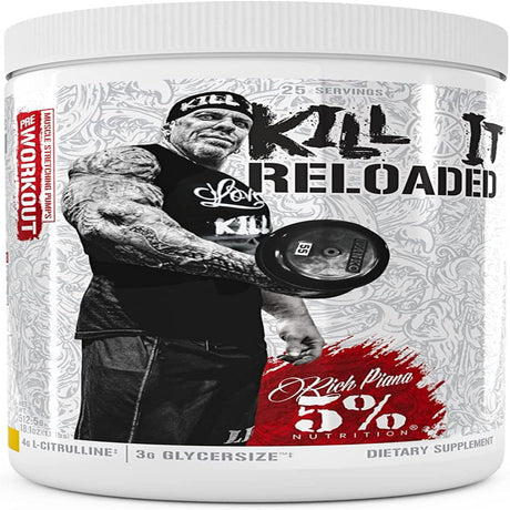 Rich Piana 5% Nutrition Kill IT Reloaded Premium Pre-Workout | High Stim, Nitric Oxide Boosters, Beta Alanine, Glycersize, Creatine, Nootropics for Energy, Focus, Performance & Pump (Beach Blast)